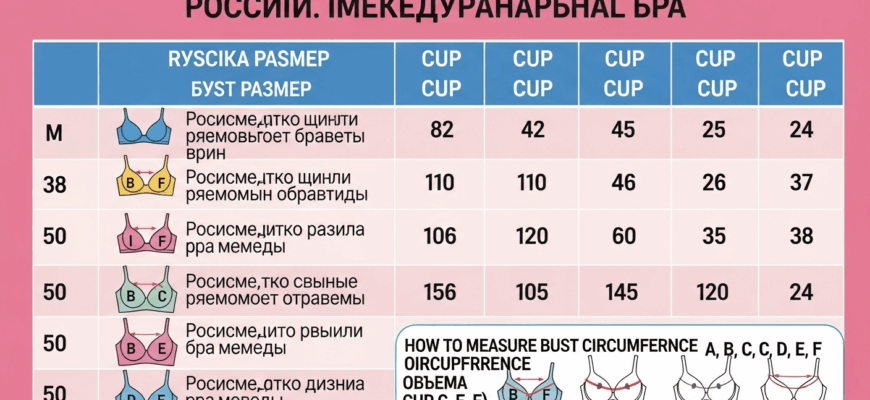 Таблица размеров бюстгальтеров с замерами груди