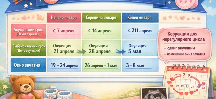 Календарь зачатия для рождения ребенка в январе по месяцам