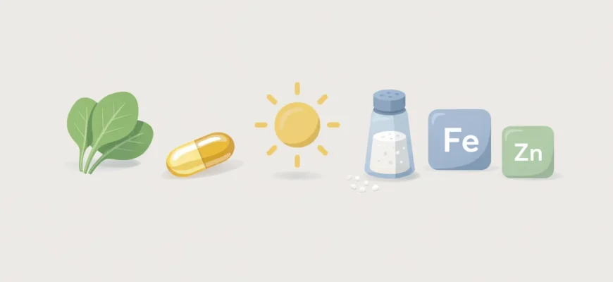 Инфографика с ключевыми витаминами и минералами для прегравидарной подготовки и планирования беременности