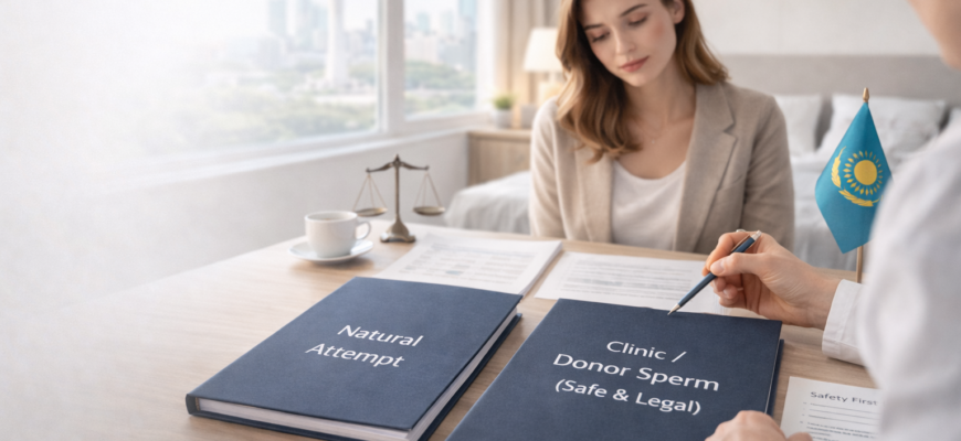Женщина на консультации у репродуктолога в Астане обсуждает безопасные способы зачатия ребёнка без мужа