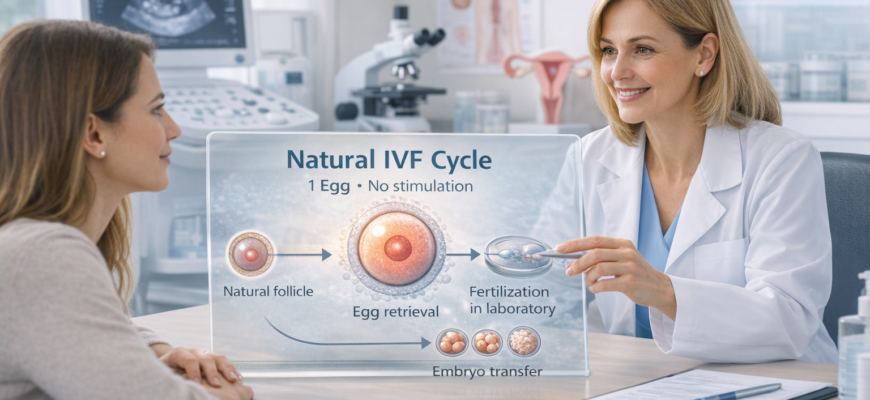 ЭКО в естественном цикле — врач объясняет пациентке как проходит ЭКО без гормональной стимуляции