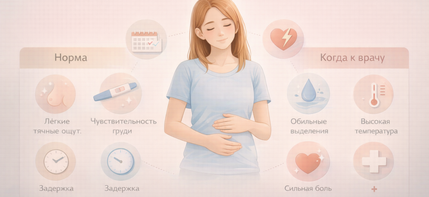 Ранние признаки беременности норма в первые недели инфографика норма vs опасно